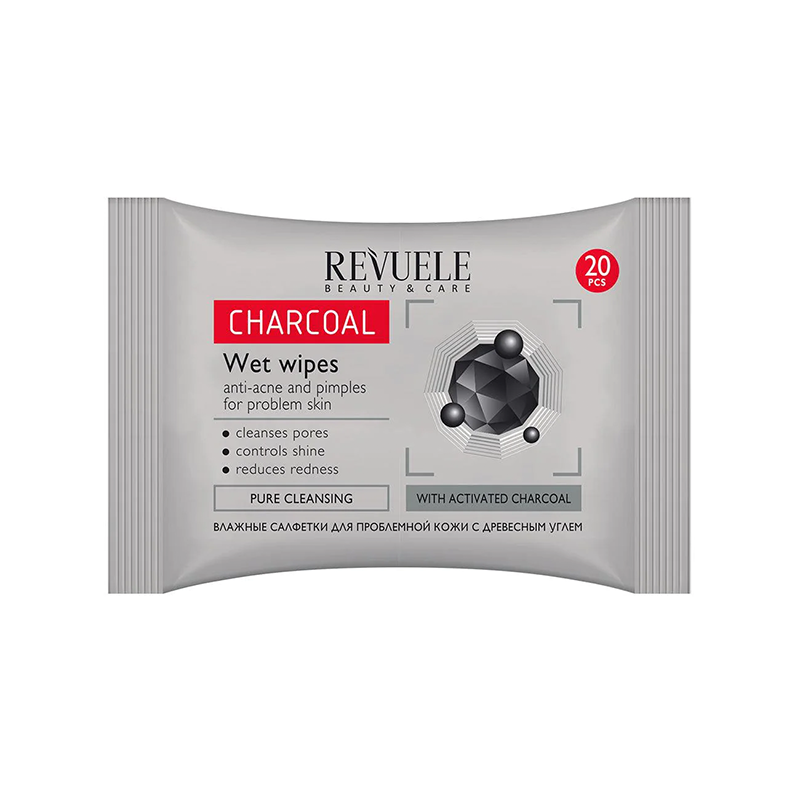 Wet wipes Charcoal anti-acne and pimples for problem skin - per pack