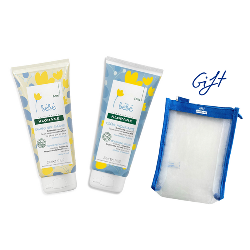 KL BB CREME HYDRATANTE VITAMINEE + KL BB SHAMPOO DOUX PROTECTEUR +(FREE) POUCH