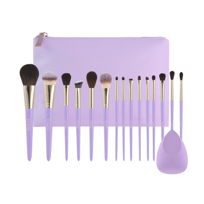 Lilac Dreams- 15 piece brush set with bag and sponge