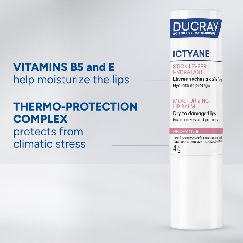 Ducray Ictyane Moisturizing Lip Balm, for dry lips, 4g