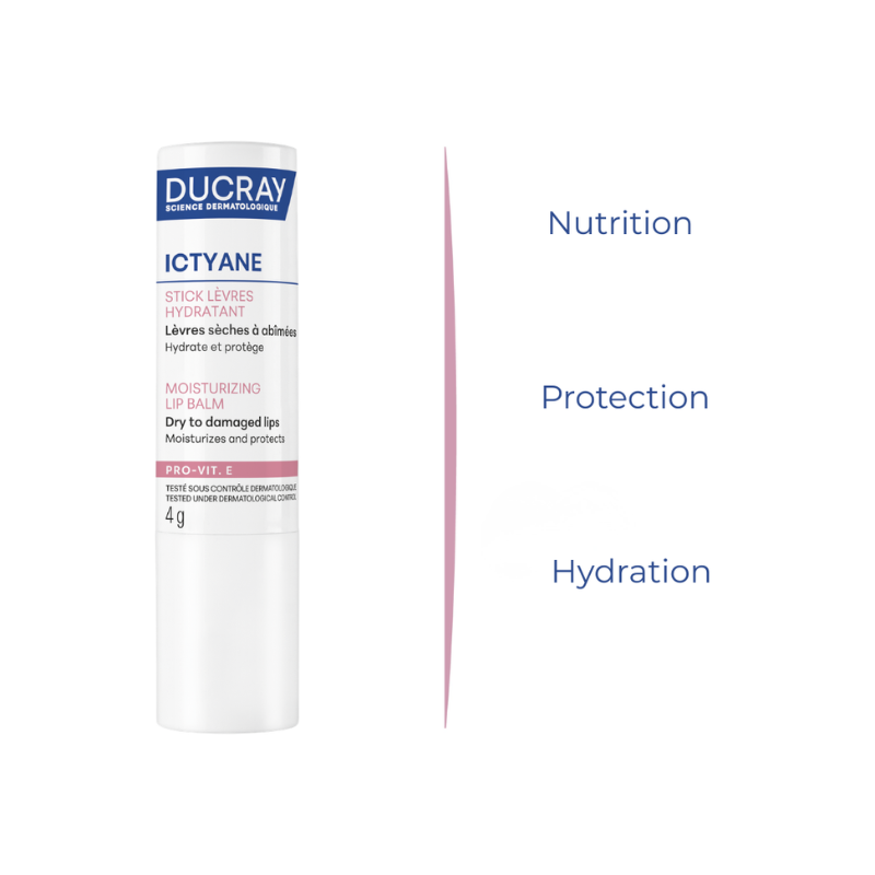 Ducray Ictyane Moisturizing Lip Balm, for dry lips, 4g