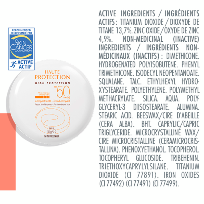 Avene High protection Compact tinted Sand SPF50, for intolerant skin, 10g