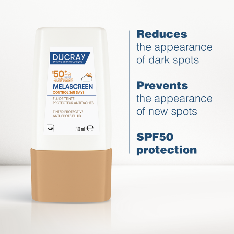 Ducray Melascreen Tinted Anti Spots Fluid Sunscreen SPF50+ 30ml I Reduces dark spots - Prevents dark spots - Prevents photoaging
