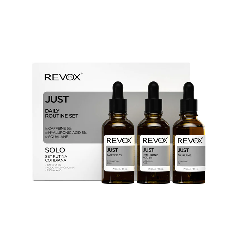 JUST DAILY ROUTINE GIFT SET 3*30 ML CAFFEINE 5%, HYALURONIC ACID 5%, SQUALANE