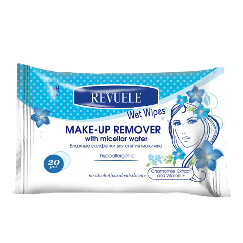 Wet Wipes Make-Up Remover Hypoallergenic with micellarr water