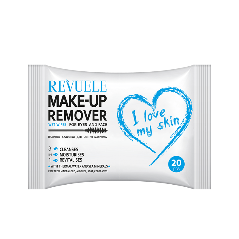 Revuele Wet wipes MAKE-UP REMOVER I LOVE MY SKIN for eyes and face with thermal water and sea minerals