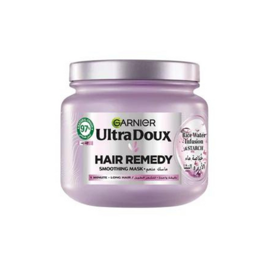 Garnier Ultra Doux Rice Water Infusion & Starch Hair Remedy Mask, Smooth And Shine