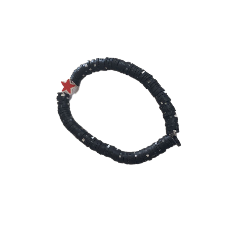 Black Bracelet with Red Star