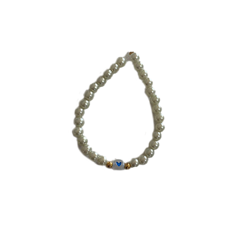 Blue Hearted White Bracelet