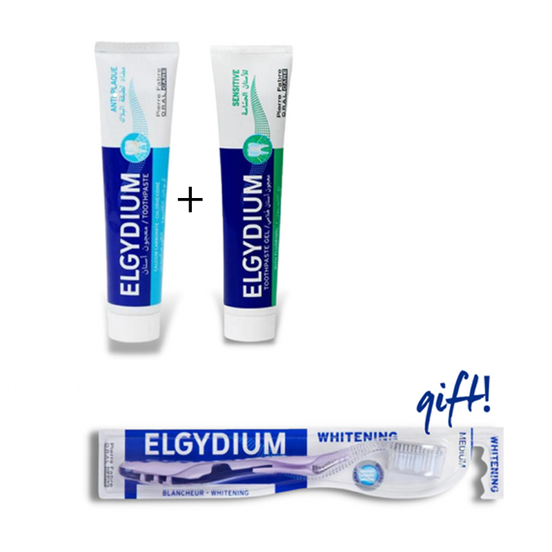 ANTIPLAQUE TOOTHPASTE + SENSITIVE TOOTHPASTE + (FREE) TOOTHBRUSH