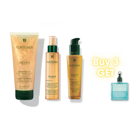 OKARA BLOND SHAMPOO + OKARA BLOND SPRAY + KARITÉ INTENSE NOURISHING DAY CREAM LEAVE IN + (FREE) ASTERA FLUID WORTH 22.2$