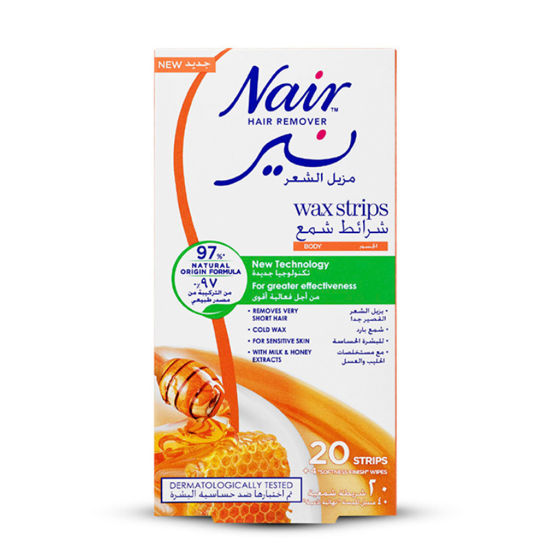 NAIR BODY WAX STRIPS MILK & HONEY 20S