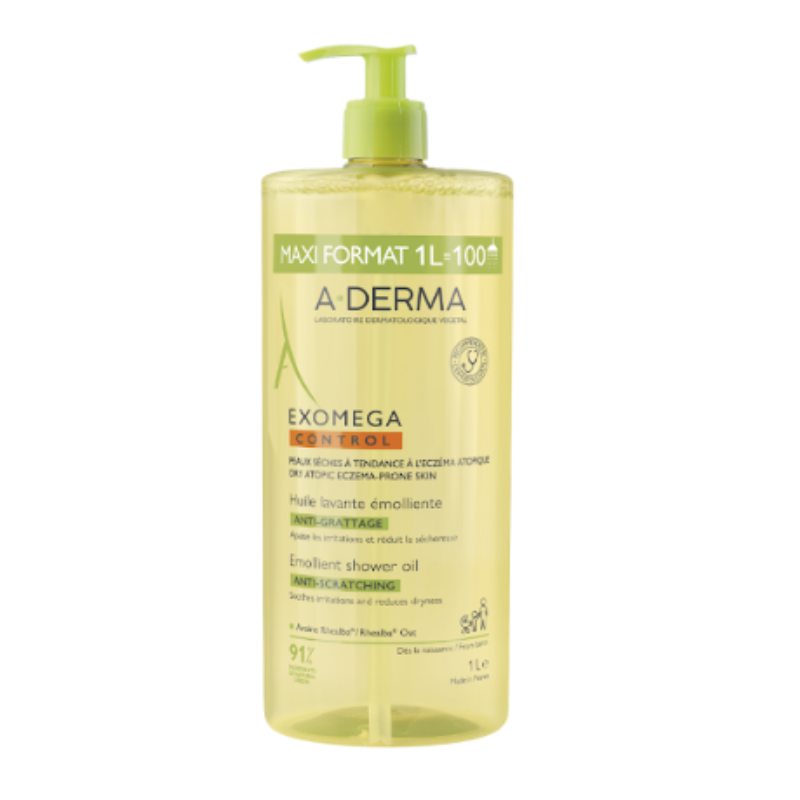 A-Derma Exomega Control Emollient anti-scratch soothing & cleansing oil for eczema-prone skin 1L