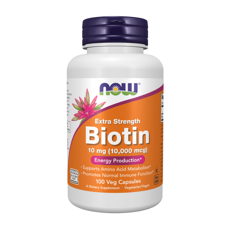 Now Biotin 10 mg (10,000 mcg), Extra Strength Veg Capsules