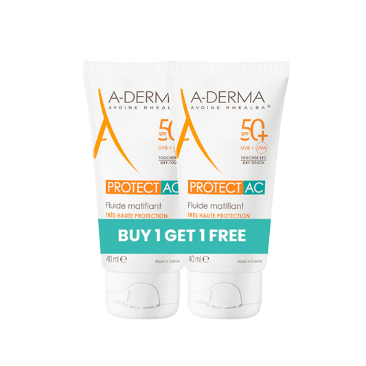 Buy 1 A-Derma Protect AC Mattifying Face Sunscreen Fluid SPF50+ Get 1 A-Derma Protect AC Mattifying Face Sunscreen Fluid SPF50+
