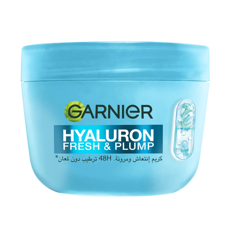Garnier Hyaluron Fresh & Plump Cream - Hydration, 48H Oil Free - 4% [Hyaluronic Acid + Niacinamide] - Cruelty Free International & Vegan