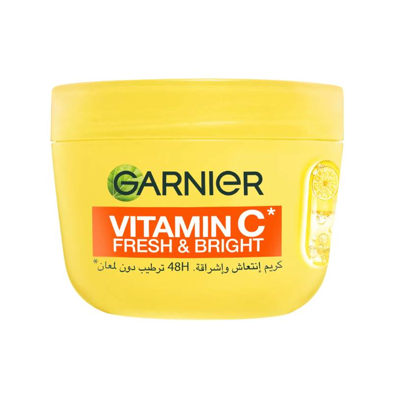 Garnier Vitamin C Fresh & Bright Cream. Hydration, 48H Oil Free Hydration - 4% [Vitamin C* + Niacinamide] - Cruelty Free International & Vegan