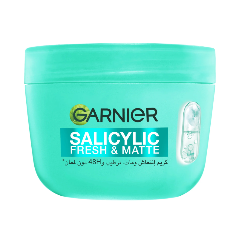 Garnier Salicylic Fresh & Matte Cream - Hydration, 48H Oil Free - 5% [Niacinamide + Salicylic Acid + Centella Asiatica] - Cruelty Free International & Vegan