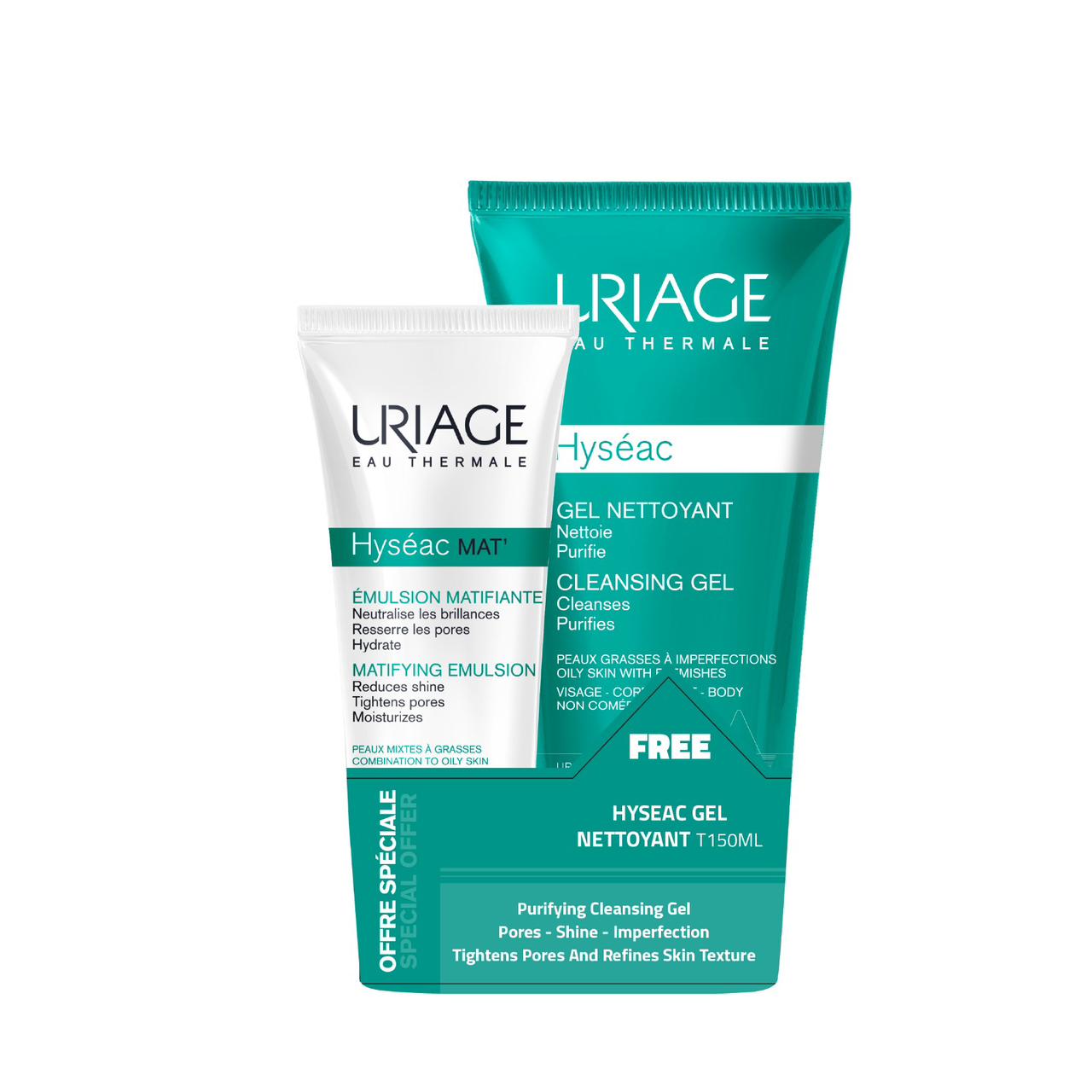 Buy one Uriage Hyseac MAT Matifying Emulsion Get one Uriage Cleansing Gel Free