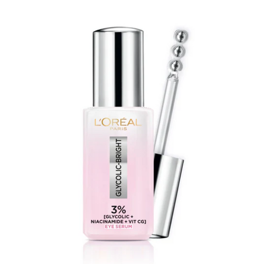 L'Oréal Paris Glycolic [3% Glycolic Acid + Vitamin CG + Niacinamide] Eye Serum for Dark circles, Brighten Eyes