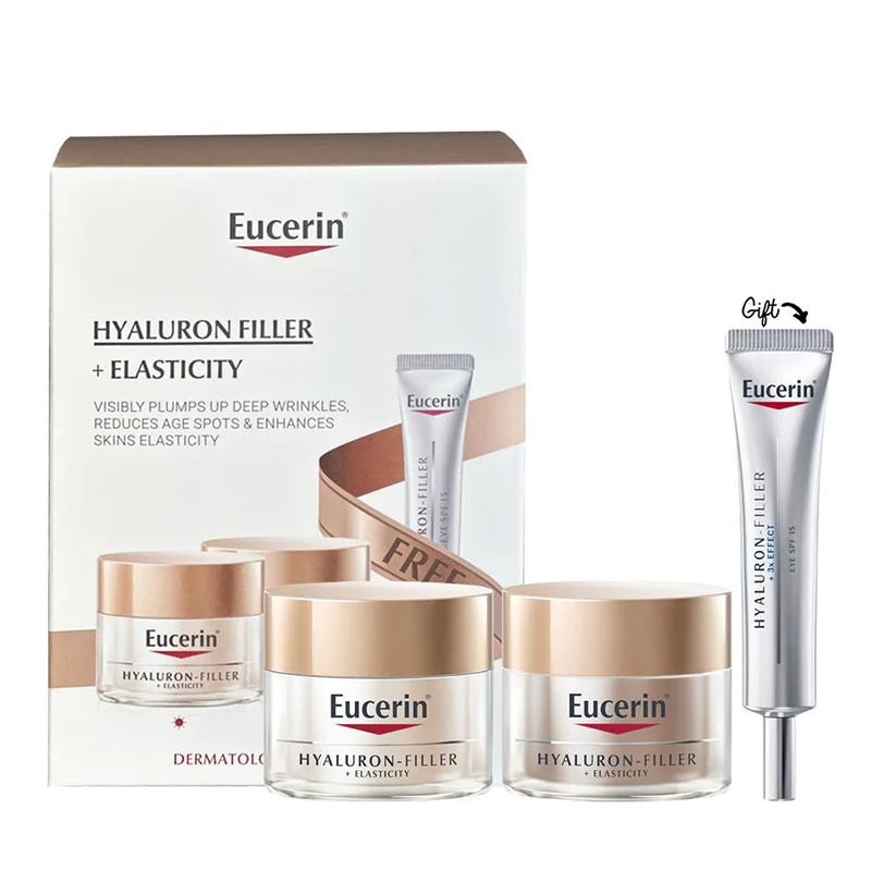 Hyaluron-Filler + Elasticity Day 50ml+Hyaluron-Filler + Elasticity Night 50ml+FREE Hyaluron-Filler + 3x Effect Eye SPF 15 15ml