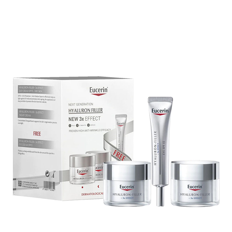 Hyaluron-Filler + 3x Effect Day 50ml+Hyaluron-Filler + 3x Effect Night 50ml+FREE Hyaluron-Filler + 3x Effect Eye SPF 15 15ml