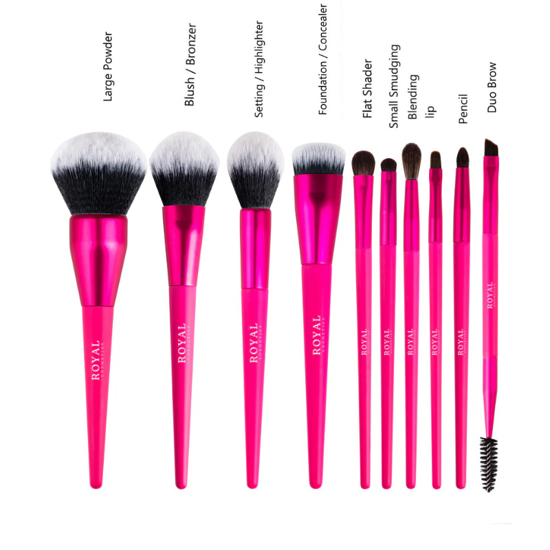 HOT PINK- 10 piece brush set